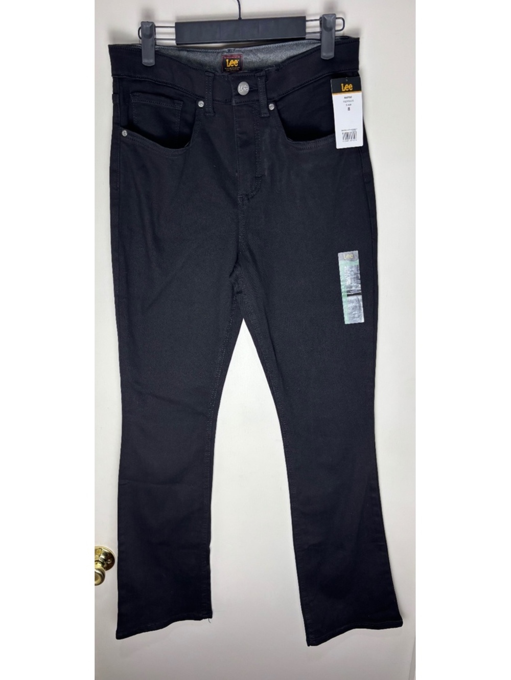 Lee Women’s Black Bootcut Jeans Size 8 Long Stretch Mid Rise NWT